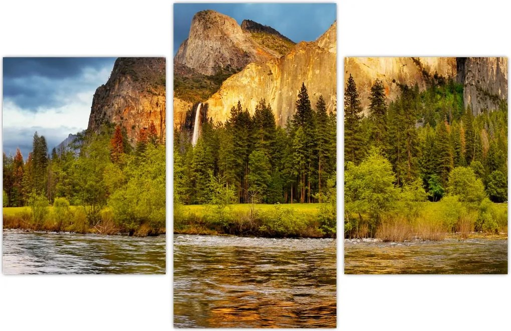 Tablou - Stânci lăngă lac (90x60 cm)