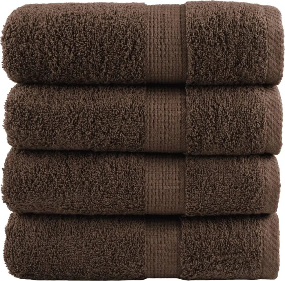 vidaXL Prosoape de baie premium, SOLUND, 4 buc., maro, 30 x 30 cm, 600 g/m²