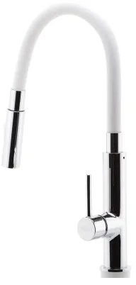 Baterie de chiuvetă cu pipă flexibilă FERRO crom lucios/alb