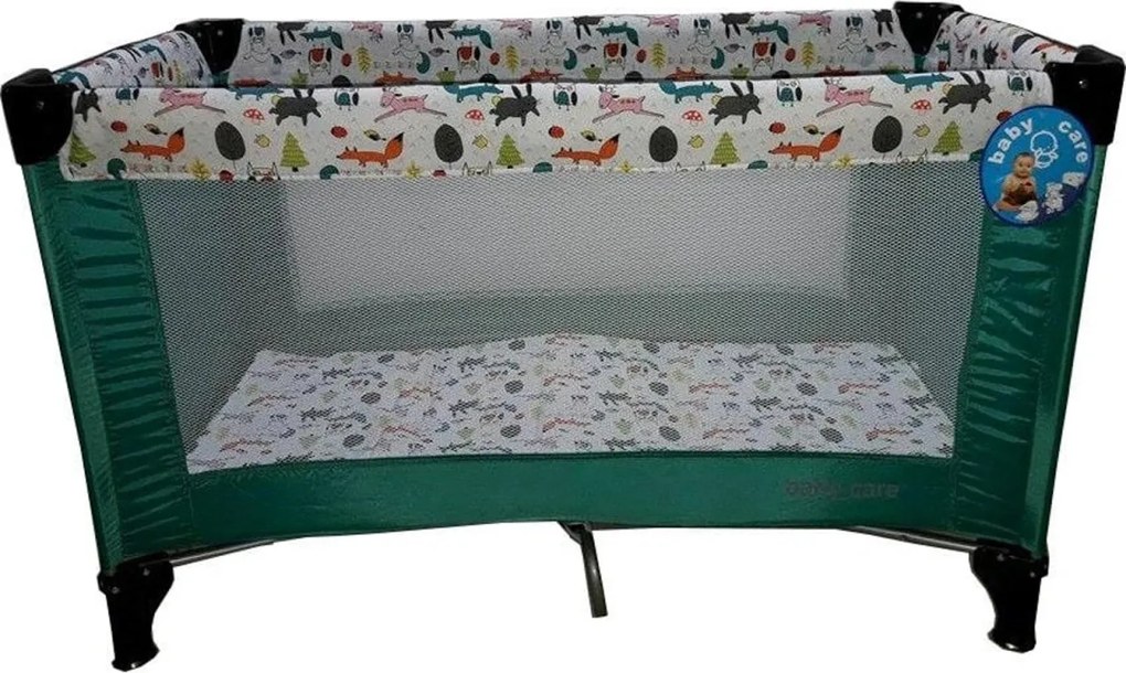 Patut Pliant, Tarc copii Baby Care™ PRO, Pliabil pe 2 Niveluri, plasa tantari,geanta transport inclusa, Verde