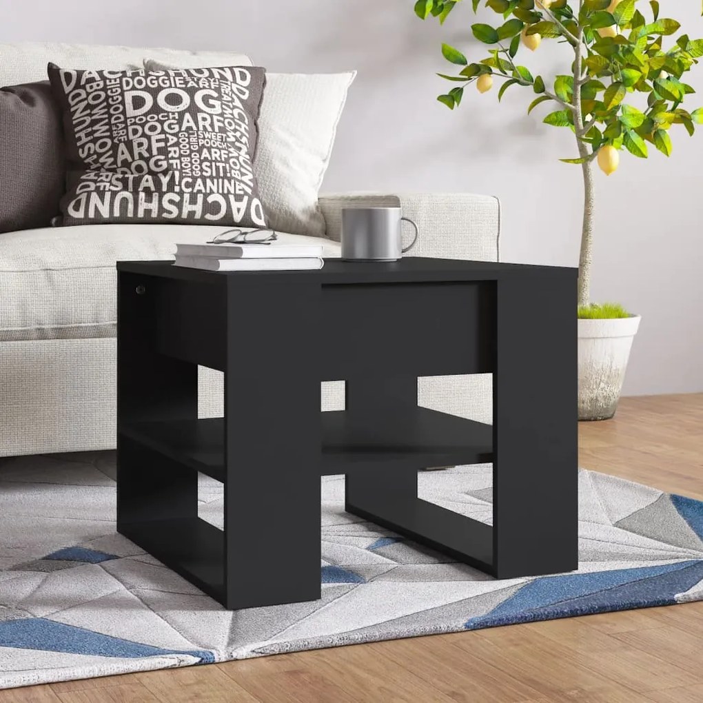 vidaXL Măsuță de cafea, negru, 55,5x55x45 cm, lemn prelucrat