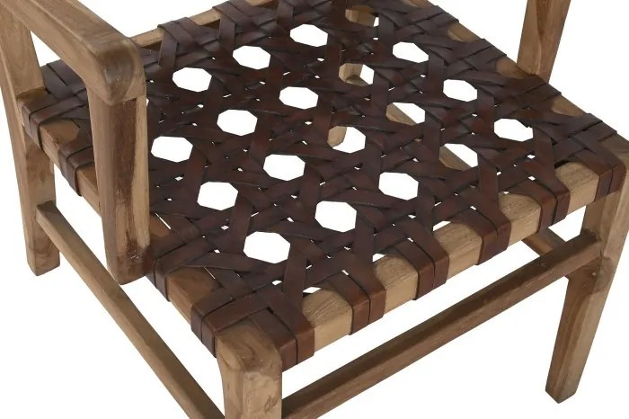 Scaun dining din lemn de tec si piele naturala " Country Leather "