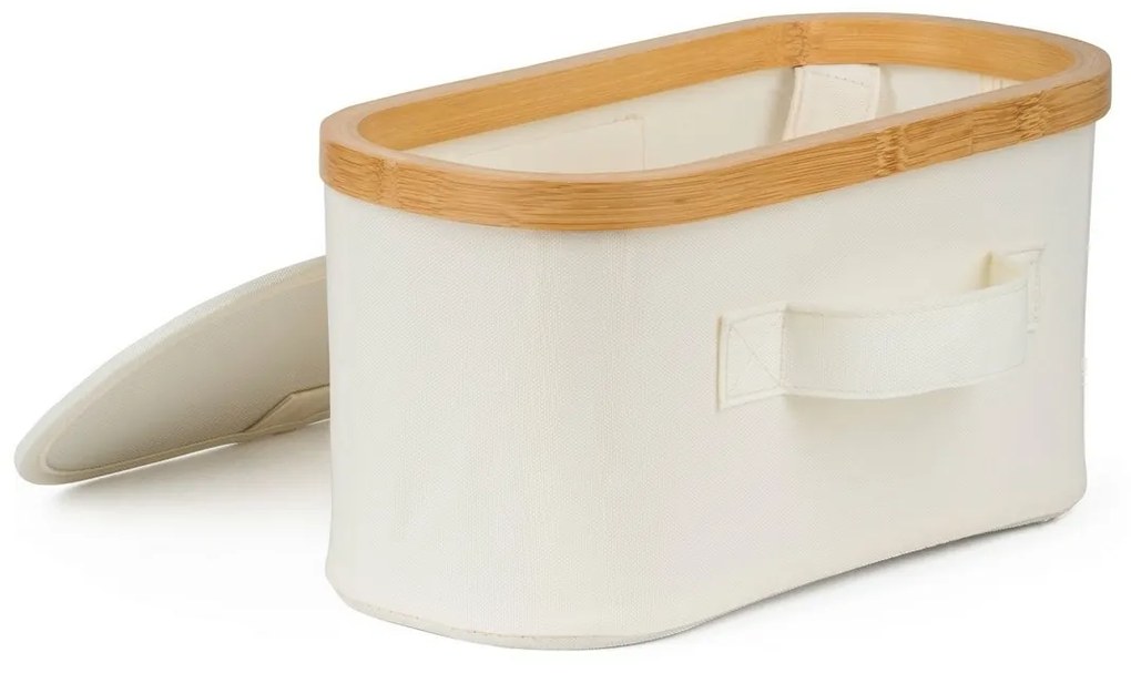 Cutie de depozitare G21 30 x 15 x 15 cm, dinbambus cu capac, bejz