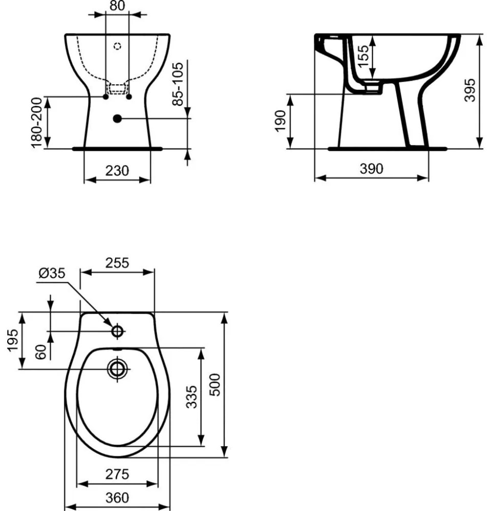 Bideu stativ Ideal Standard Eurovit, alb