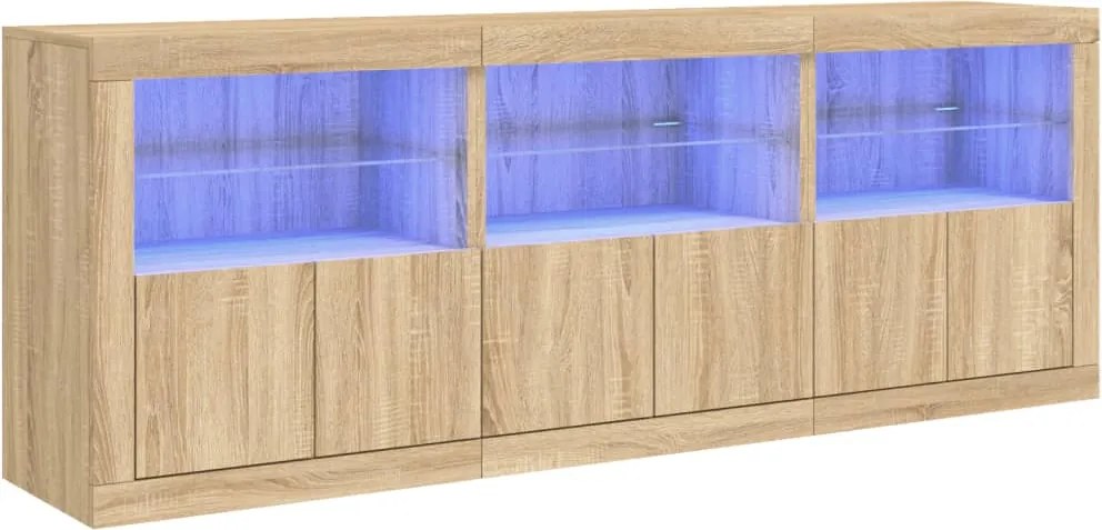 vidaXL Dulap cu lumini LED, stejar sonoma, 181,5x37x67 cm