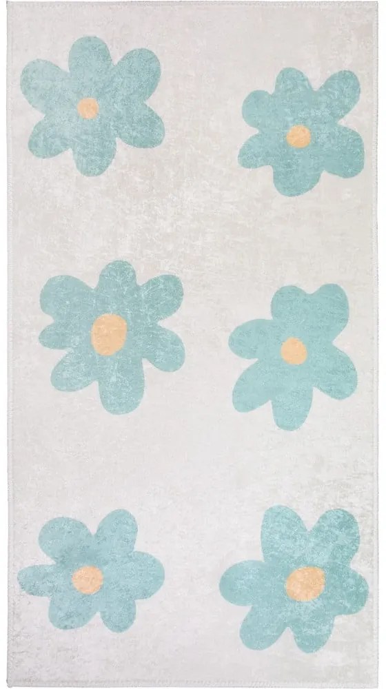 Covor pentru copii verde mentă/fildeș lavabil 60x100 cm Cute Flowers Green – Vitaus
