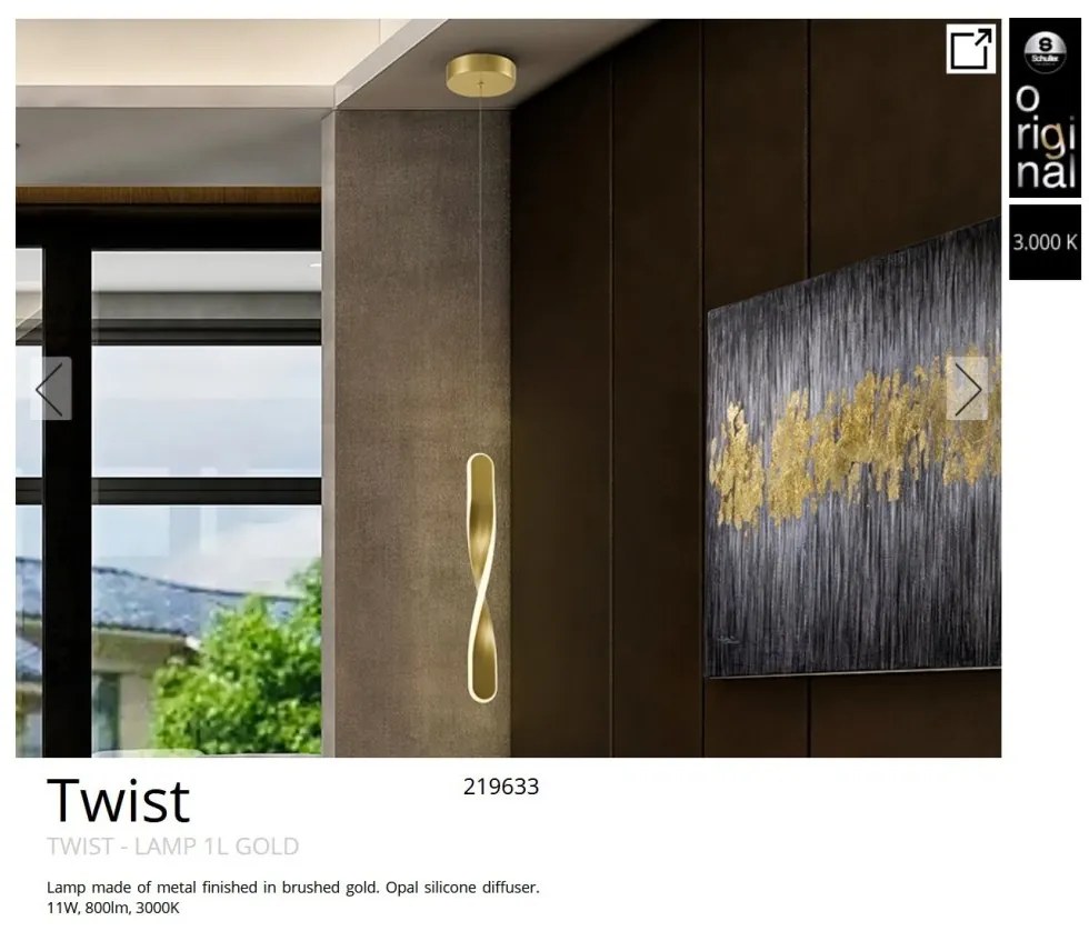 Lustra/Pendul LED design modern Twist auriu