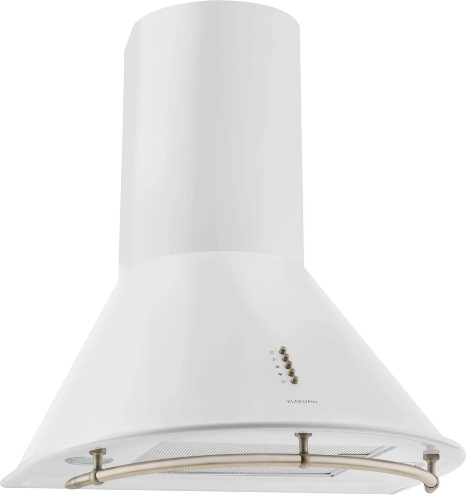 Klarstein Lumio Neo retro aragaz hota 60cm 610m³ / h Clasa A din oțel inoxidabil alb