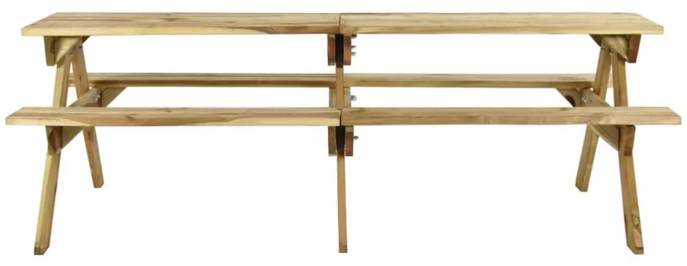 318399 vidaXL Masă de picnic cu bănci, 220x122x72 cm, lemn de pin tratat