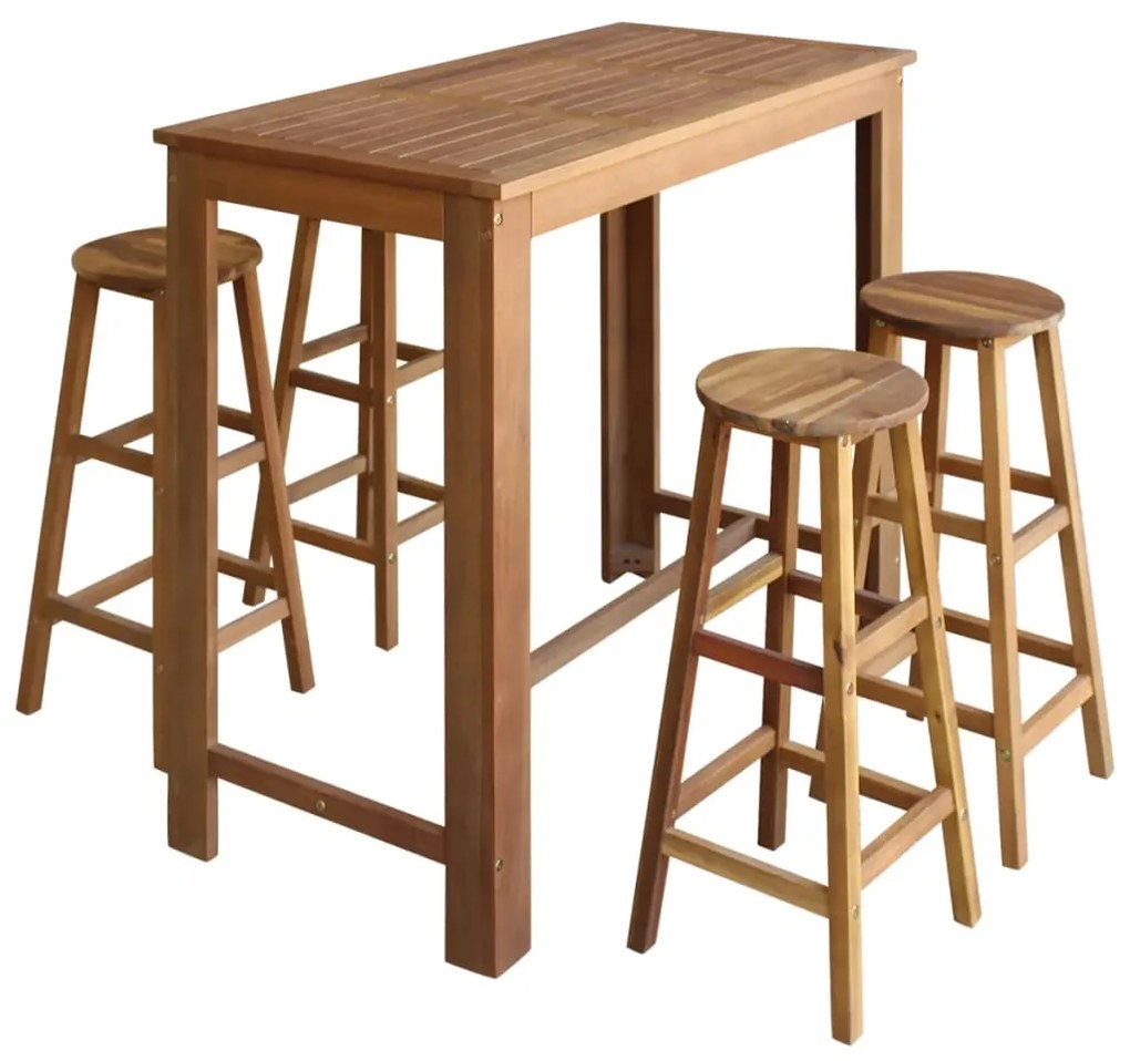 246668 vidaXL Set masă și scaune de bar, 5 piese, lemn masiv de acacia