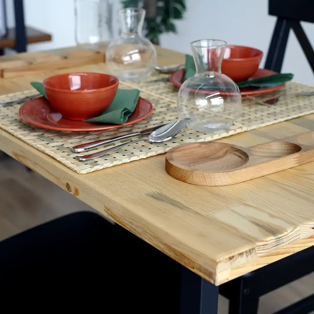 Masa bucatarie  lemn.seria wood A-620,pin natur-negru,100x59x75 cm, 30103