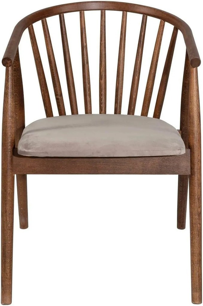 Scaun ALBERO 48, bej/nuc, stofa clasica/lemn, 55x47x77 cm