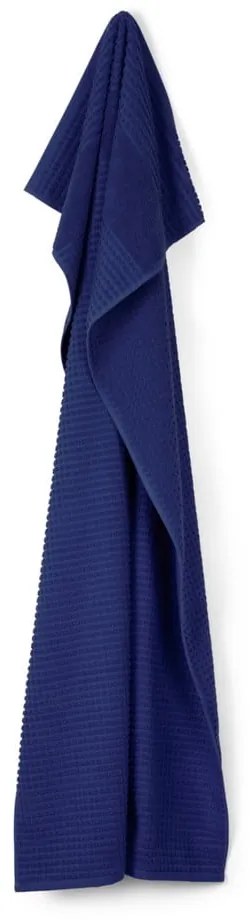 Prosop albastru închis din bumbac organic din frotir 70x140 cm Check – JUNA