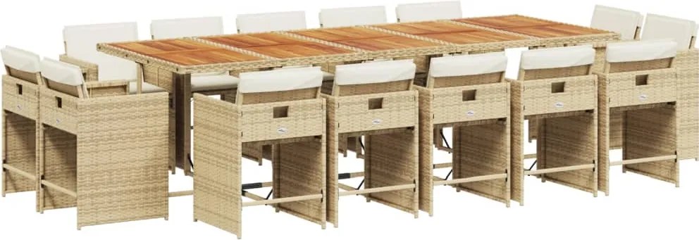 vidaXL Set mobilier de grădină cu perne, 15 piese, bej, poliratan