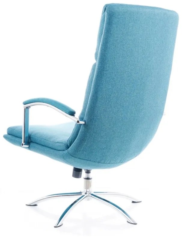 Fotoliu Relaxare tapitat cu stofa + Taburet Jaffar Turcoaz, l63xA80xH109 cm
