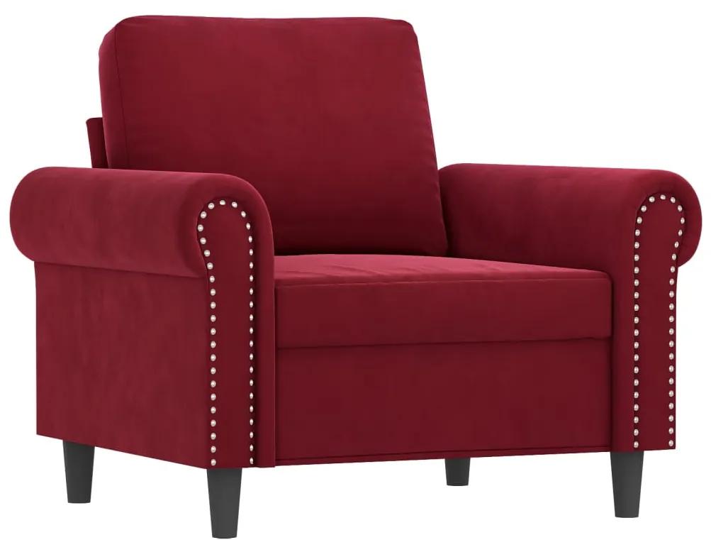 Canapea de o persoana, rosu vin, 60 cm, catifea Bordo, 92 x 77 x 80 cm
