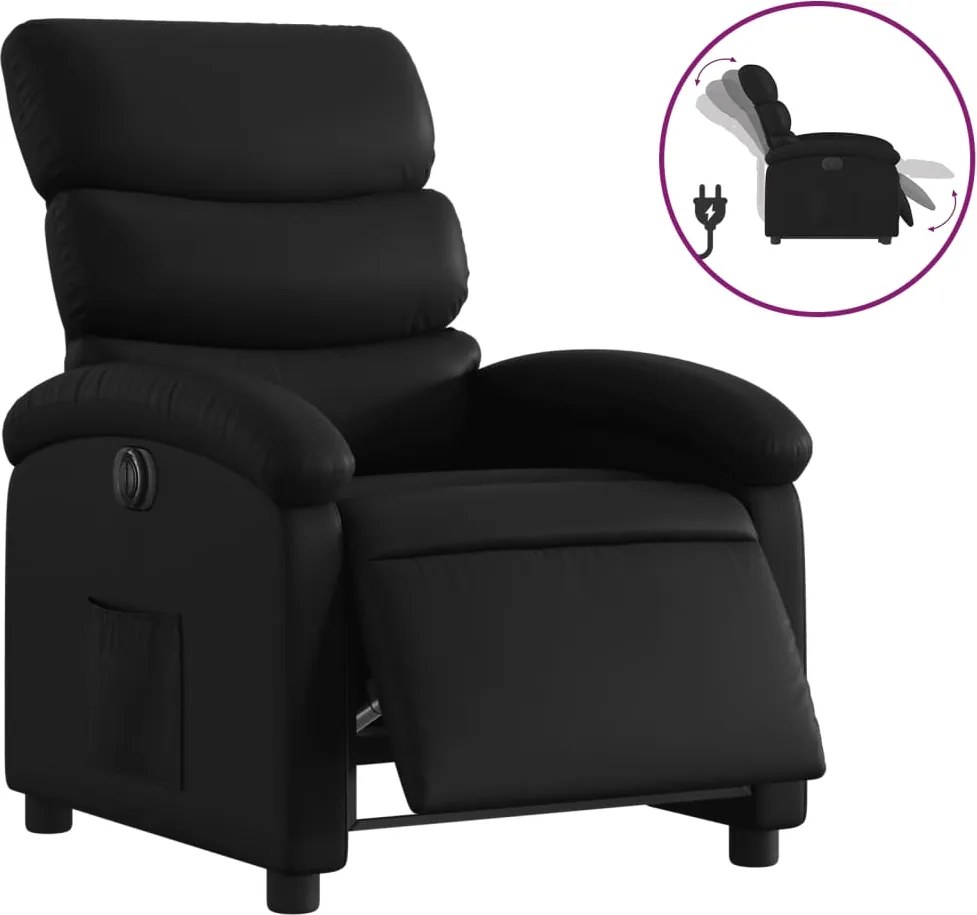 vidaXL Fotoliu rabatabil electric, negru, piele ecologică