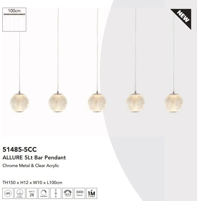 Lustra moderna cu 5 pendule LED Allure