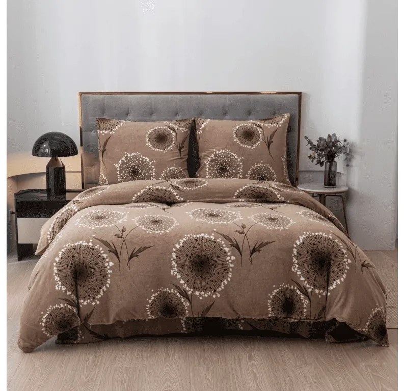 Lenjerie de pat din microfibra tip velur PAMPELINO maro deschis Dimensiune lenjerie de pat: 70 x 90 cm | 140 x 220 cm