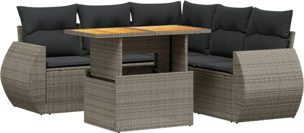 vidaXL Set mobilier grădină cu perne, 6 piese, gri, poliratan