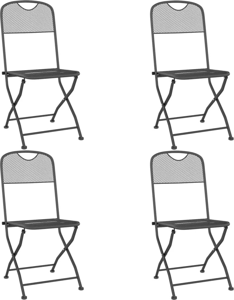 vidaXL Scaune pliabile de grădină, 4 buc., antracit, plasă de metal