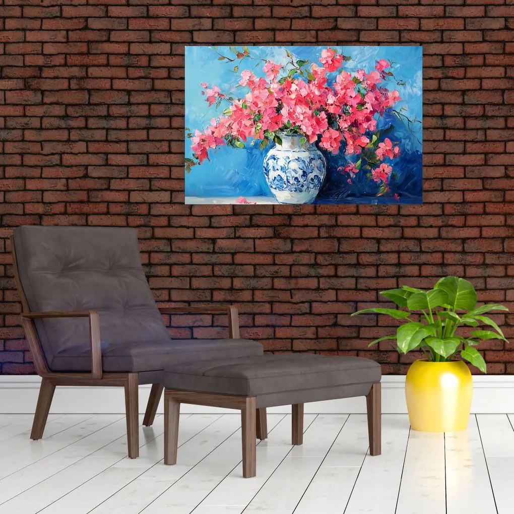 Tablou - Vază cu flori roz (90x60 cm)