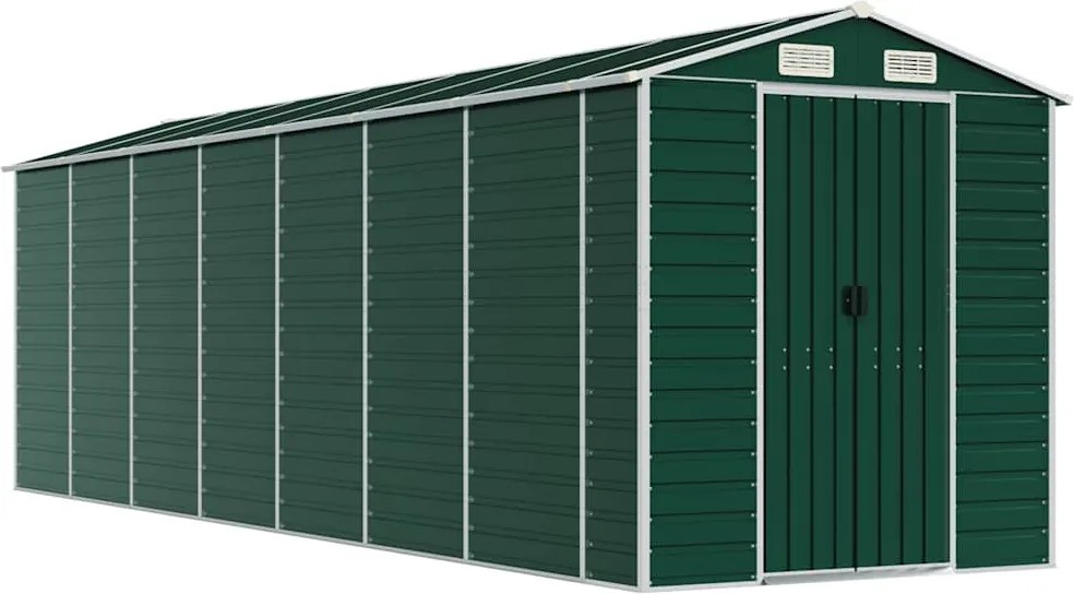 vidaXL Șopron de grădină, verde, 191x640x198 cm, oțel zincat
