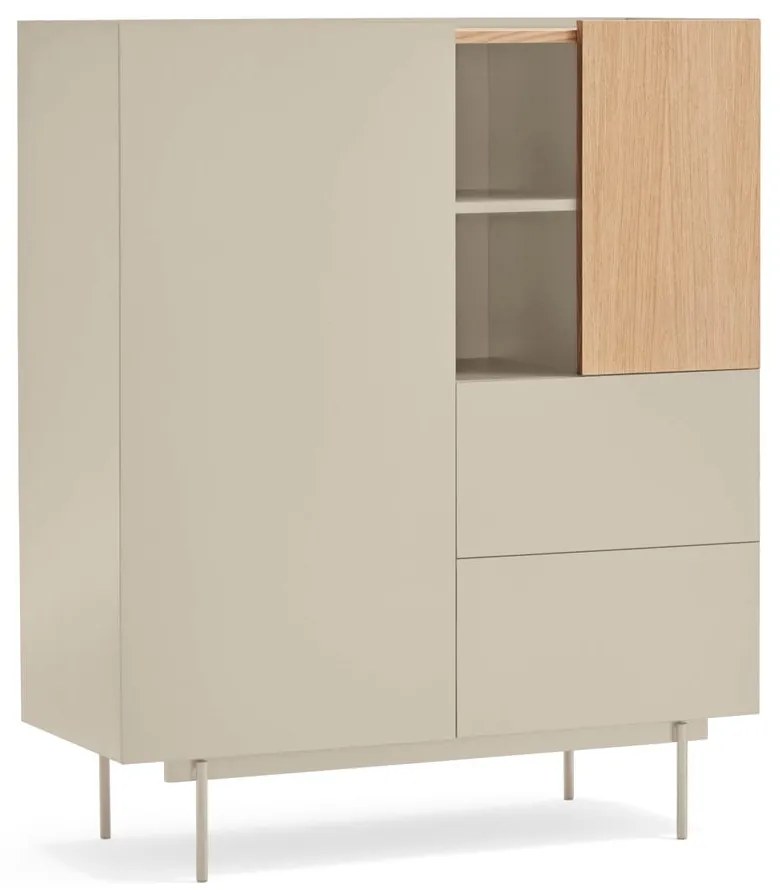 Comodă bej-natural înaltă cu aspect de lemn de stejar 100x120 cm Otto – Teulat