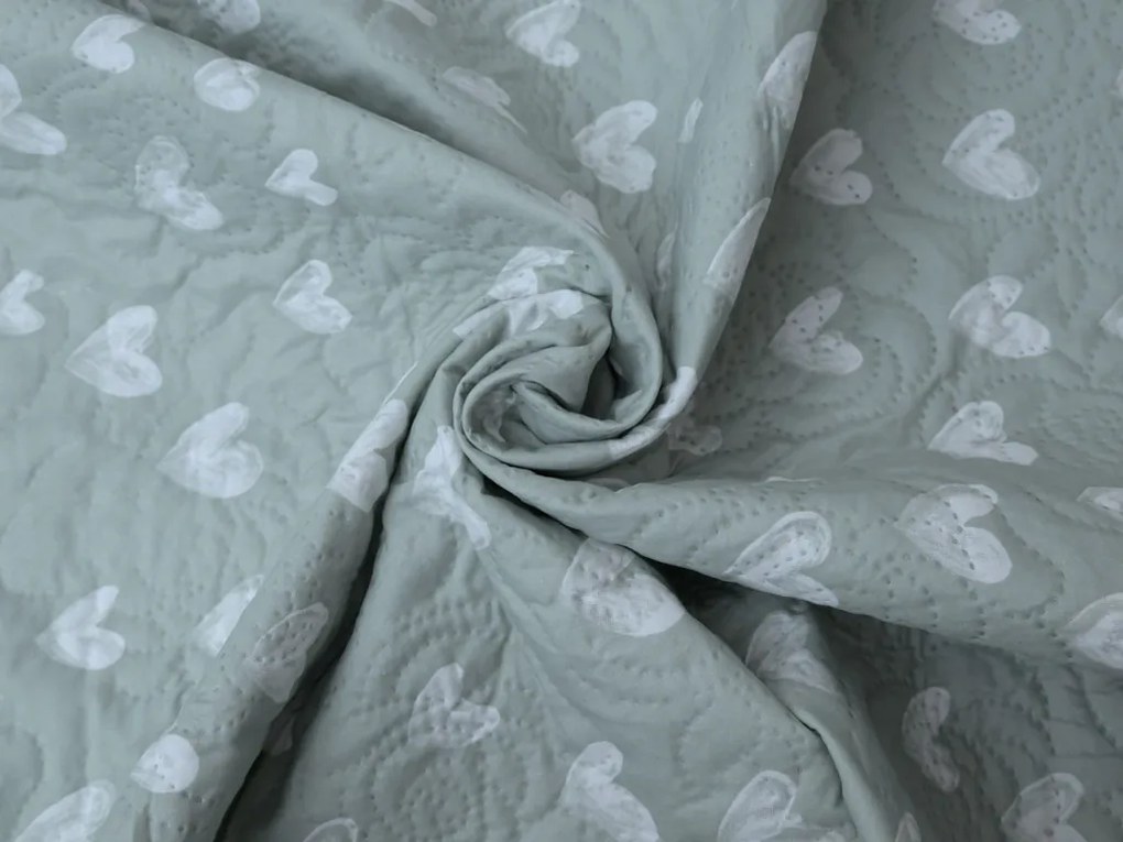 Cuvertura de pat STARS HEARTS, verde Dimensiune: 220 x 240 cm