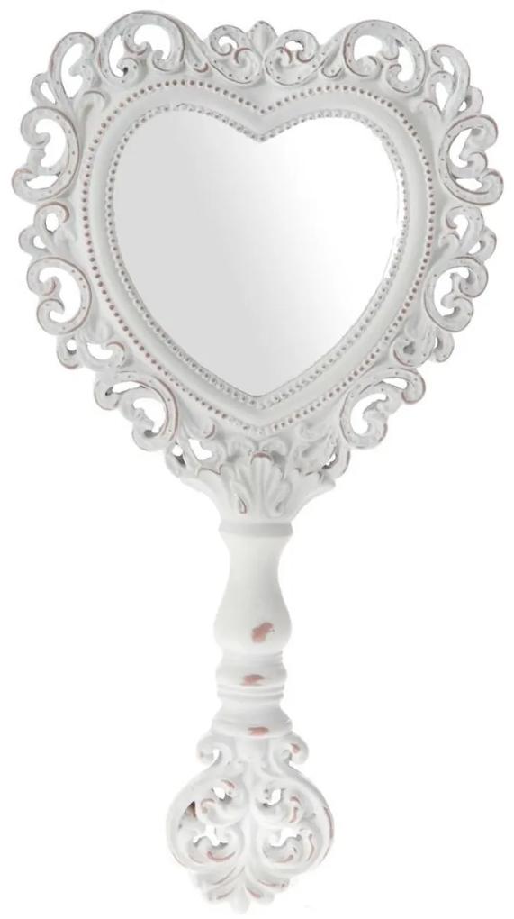 Oglinda de mana din lemn Antique White 14 x 26 cm