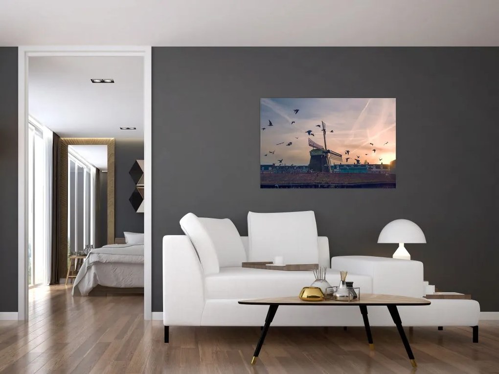 Tablou cu moară de vânt (90x60 cm)