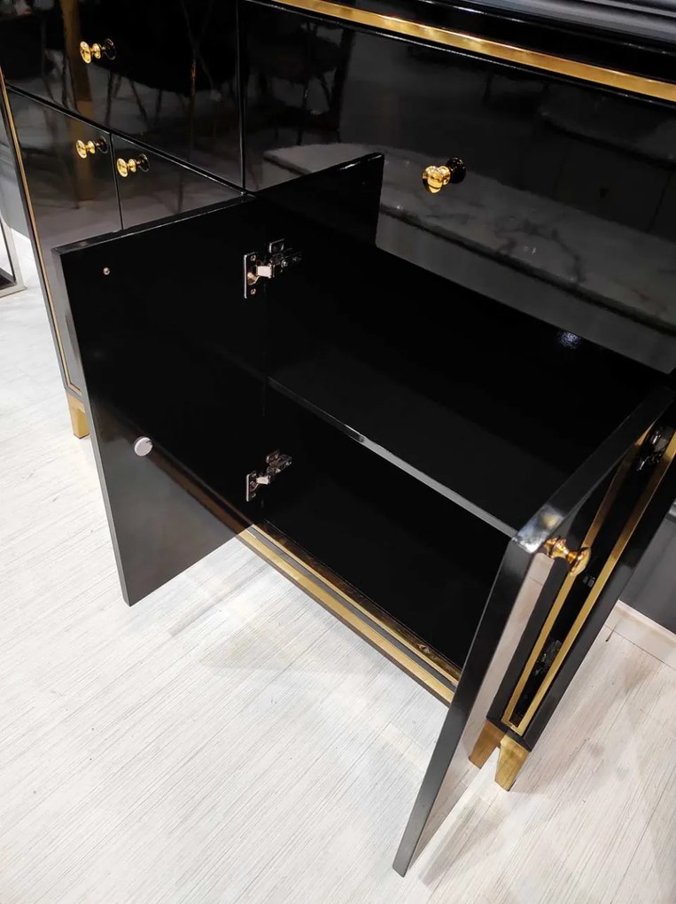 Consola Rennes negru/gold – H100 cm