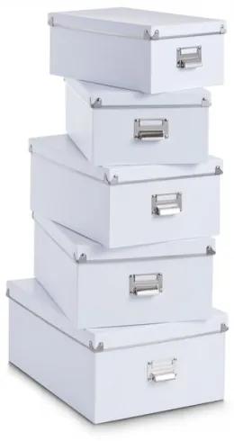 Set 5 cutii decorative pentru depozitare, din carton, Label Alb, L40xl29xH17 cm
