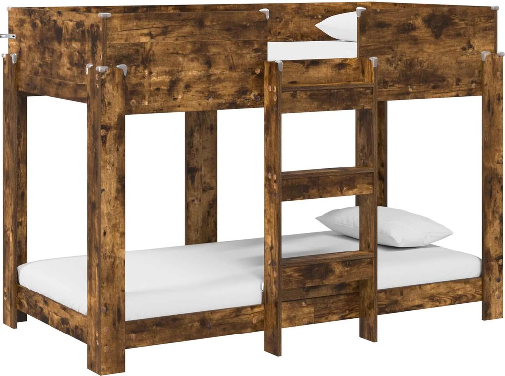 vidaXL Pat Etajat pentru Copii Stejar fumuriu 80 x 160 cm