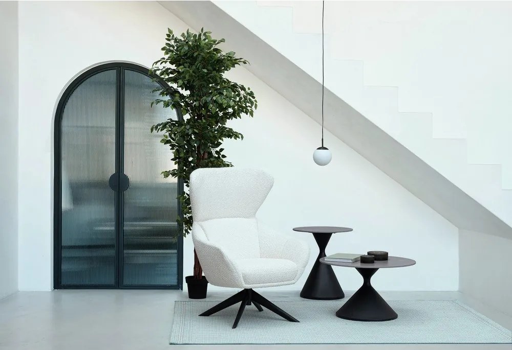 Măsuță de cafea neagră rotundă cu blat cu aspect de marmură ø 70 cm Joona – Bizzotto