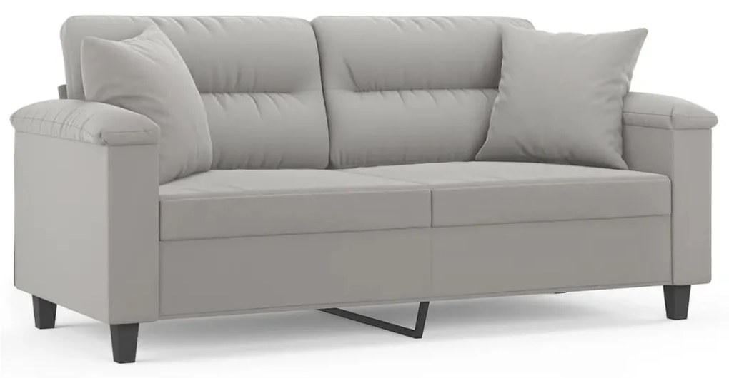 3153270 vidaXL Canapea cu 2 locuri perne&pernuțe gri deschis 140 cm microfibră