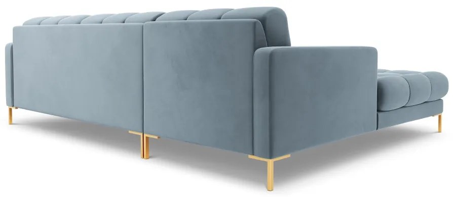Colțar tapițat Bali, Albastru deschis/5 locuri/picioare gold/partea stângă/ L293 x l185 x h75