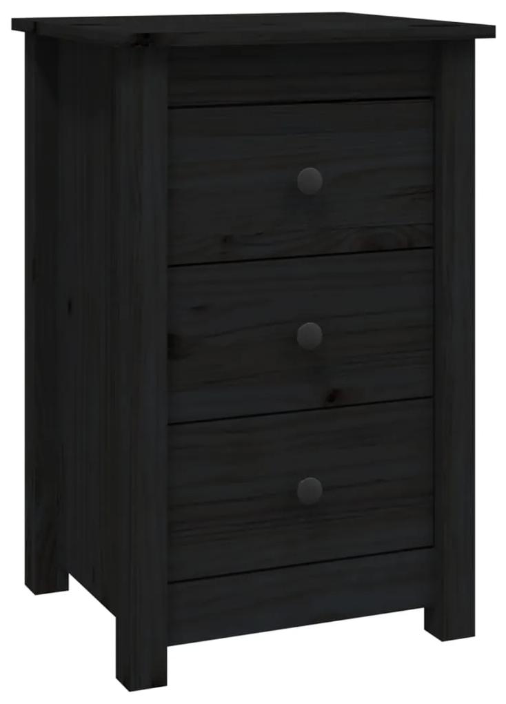 813707 vidaXL Noptieră, negru, 40x35x61,5 cm, lemn masiv de pin