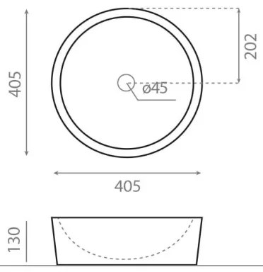 Bathco 00308 - Lavoar DUAL pentru montaj pe blat, Ø 40,5 cm, finisaj piatră/gri