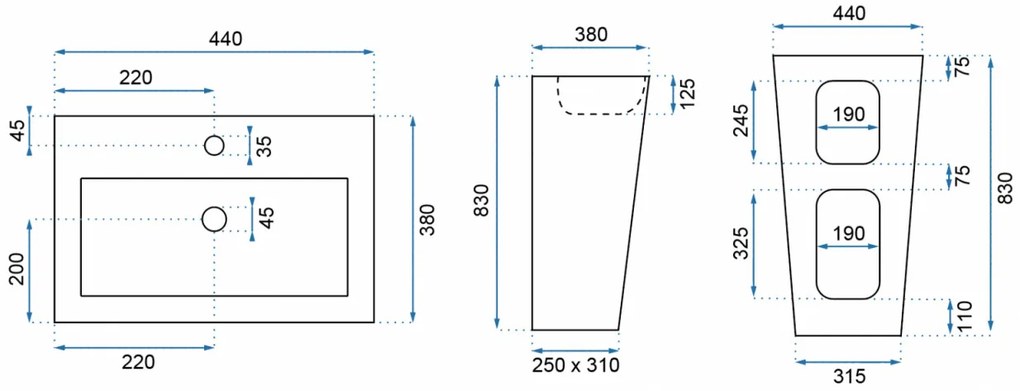 Lavoar Daria freestanding ceramica sanitara - H83 cm