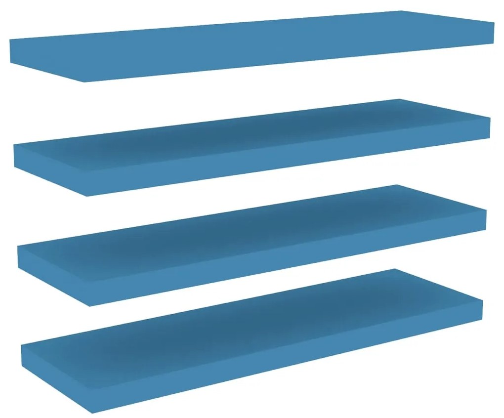 326623 vidaXL Rafturi perete suspendate, 4 buc., albastru, 80x23,5x3,8 cm MDF