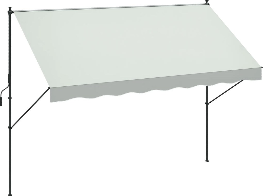 Outsunny Copertină Manuală Retractabilă 300x175x210-310 cm Reglabilă cu Manivelă Protecție Solară UV40+ pentru Balcon Terasă Crem | Aosom Romania
