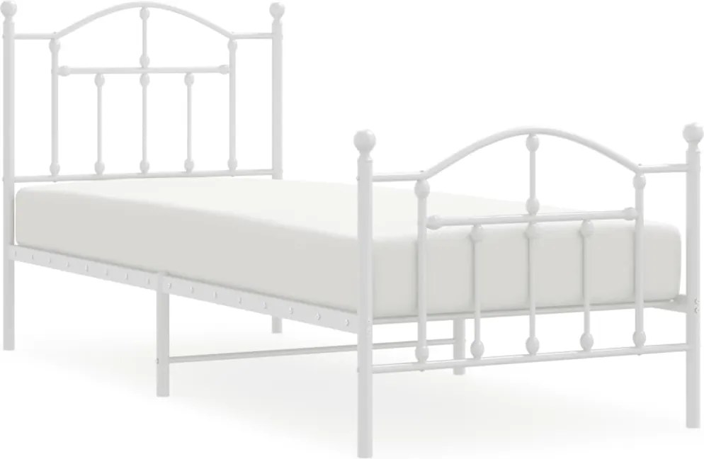 vidaXL Cadru de pat metalic cu tăblie de cap/picioare, alb, 80x200 cm