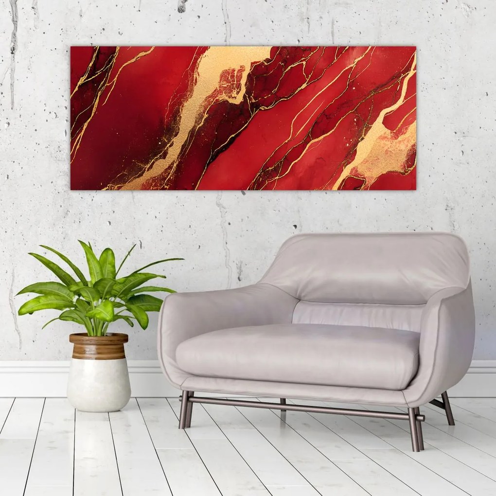Tablou - Marmură roșu-auriu (120x50 cm)