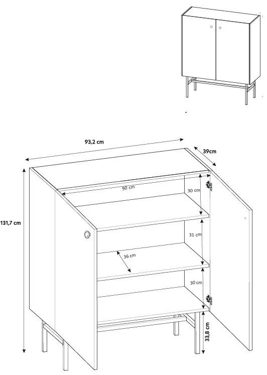 Dulap Desanta 2D (bej + negru). 1082798