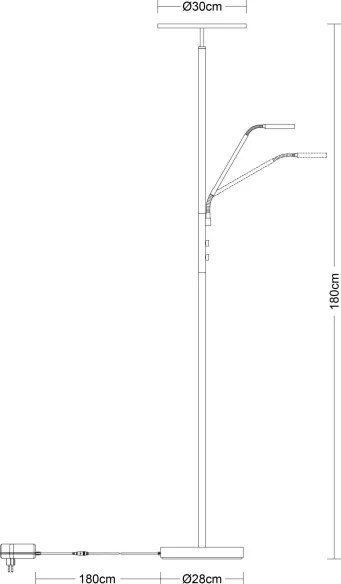 Globo 59093N - Lampă de podea cu LED dimabilă STANFORD 28W/230V + 5W 3000K crom lucios