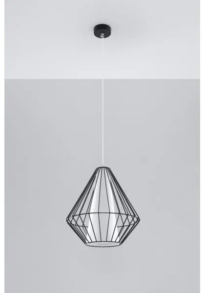 Lustră pe cablu DEMI 1xE27/60W/230V negru/alb