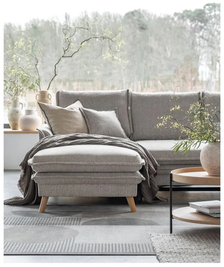 Colțar grej extensibil/cu spațiu de depozitare (cu colț pe partea stângă/cu șezlong) Charming Charlie – Miuform