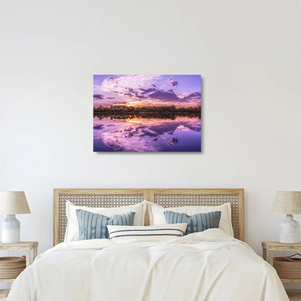 Tablou pe sticlă cu cerul violet (70x50 cm)