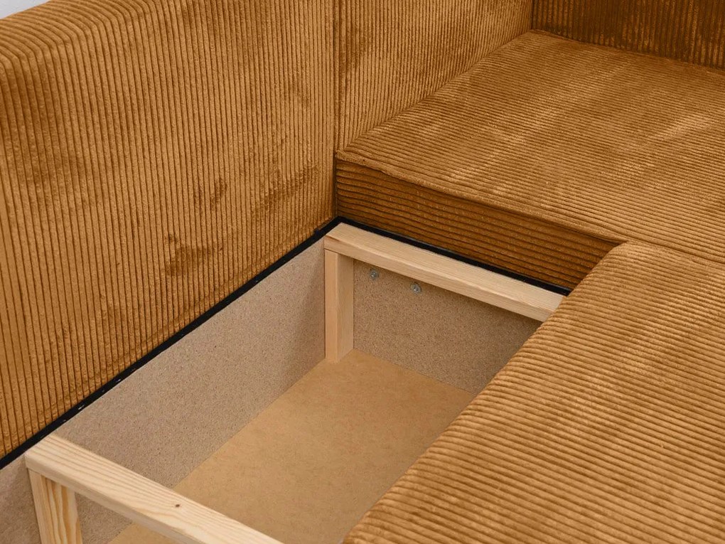 Canapea colt extensibila SMART COSARO mustar, cu colt bilateral + 2 perne CADOU